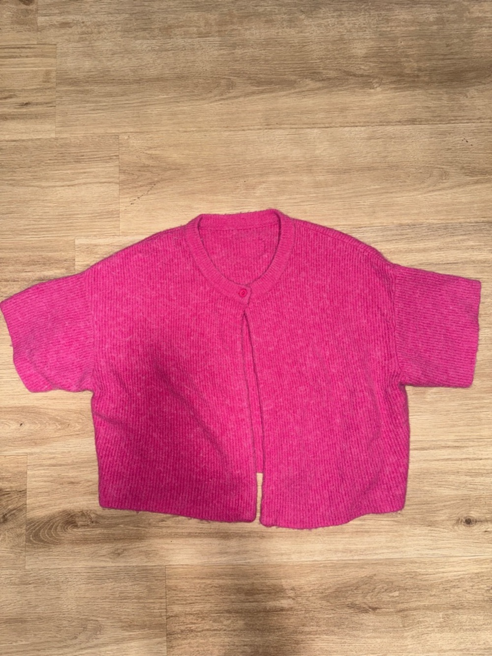 Daily Drills Hot Pink Short-Sleeve Knit Cardigan